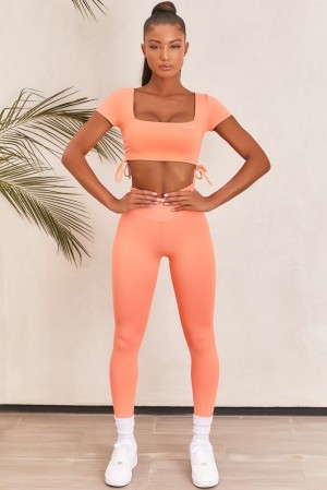 Oh Polly Ambition Slinky Crop Top Bo+Tee Tops Orange | WMYU-37806