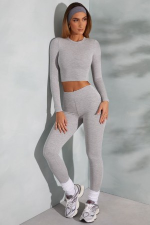 Oh Polly Camden Petite High Waist Leggings Leggings Marled Grey | HKVF-78412