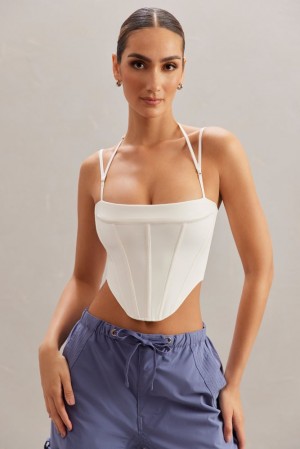 Oh Polly Centaine Square Neck Corset Top Womens Tops Ivory | YDFM-39260