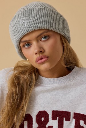 Oh Polly Cosy Knit Beanie Accessories Heather Grey | KYTP-53470