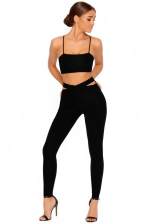 Oh Polly Cut Outta Here Crop Top Bo+Tee Tops Black | ECYJ-53120