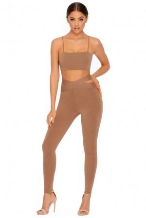 Oh Polly Cut Outta Here Crop Top Bo+Tee Tops Brown | KIPQ-68291