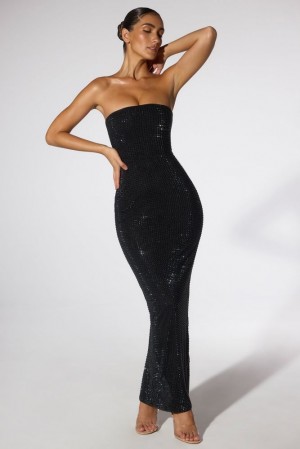 Oh Polly Daleyza Embellished Strapless Evening Gown Other Dress Black | NYWE-47831