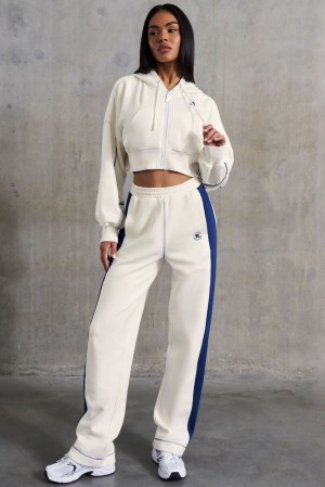 Oh Polly Elite Petite Wide Leg Sweatpants Pants White | UIPA-57369