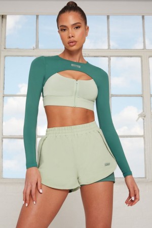 Oh Polly Healthy Tulip Hem Running Shorts Shorts Green | XLPY-28657