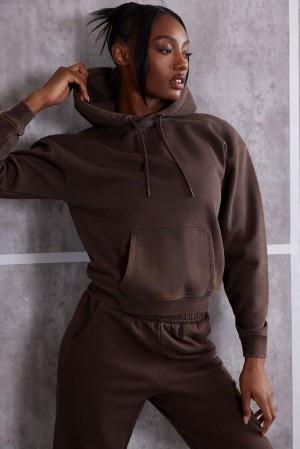 Oh Polly High Vibe Hooded Sweatshirt Tracksuits Brown | GSRH-74520