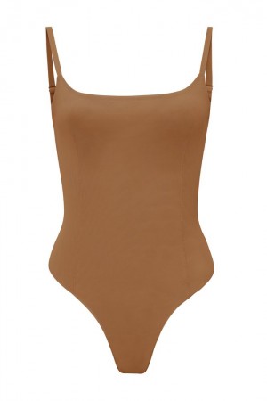 Oh Polly INTIMATES Soft Mesh Bodysuit Bodysuits Almond | VMTI-36870