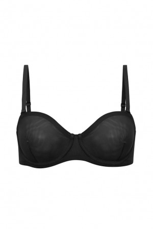 Oh Polly INTIMATES Soft Mesh Strapless Bra Intimates Black | IZYX-83140