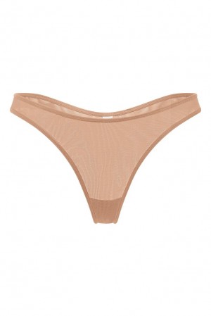 Oh Polly INTIMATES Soft Mesh Thong Intimates Warm Peach | SWMR-18296