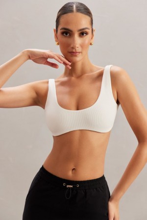 Oh Polly Kaiya Plunge Neck Bralette Womens Tops Ivory | XLSG-75428