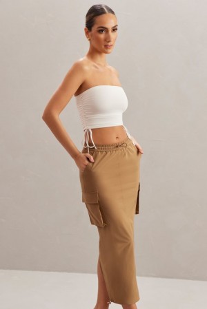 Oh Polly Kirra Cargo Maxi Skirt Skirts Tan | WETV-68915