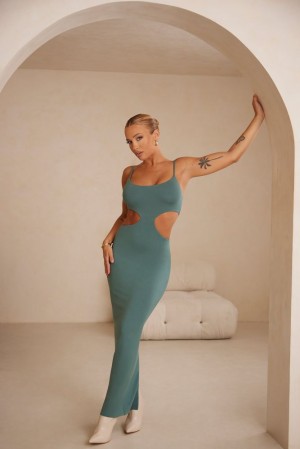 Oh Polly Leueua Cut Out Maxi Dress Maxi Dress Teal | YNGB-85960