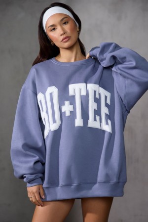 Oh Polly New Staples Oversized Sweatshirt Sweatshirts Slate Blue | YKCN-23906