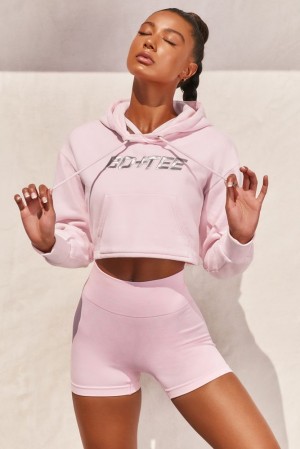 Oh Polly Off Duty Cropped Hoodie Sweatshirts Light Pink | PUCL-23761