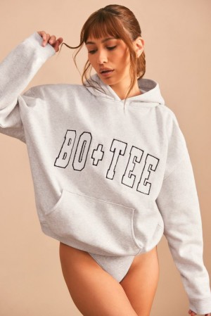 Oh Polly Off Duty Oversized Hoodie Tracksuits Heather Grey | HKTB-25143