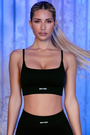 Oh Polly Optimum Strappy Sports Bra Sports Bras Black | CYZV-80549