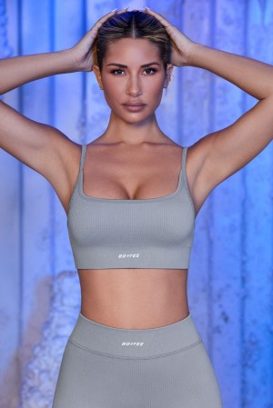 Oh Polly Optimum Strappy Sports Bra Sports Bras Grey | XYMZ-81507