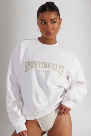 Oh Polly Origin Oversized Sweatshirt Sweatshirts White | IKCB-69173