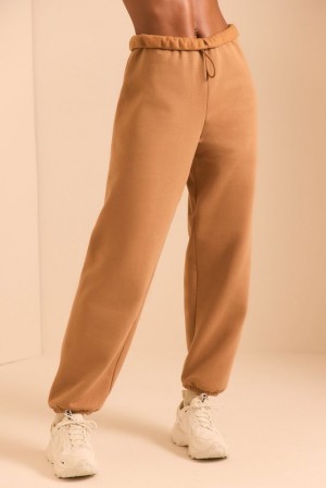 Oh Polly Pacific Petite Relaxed Fit Joggers Pants Chestnut Brown | FAUC-16094