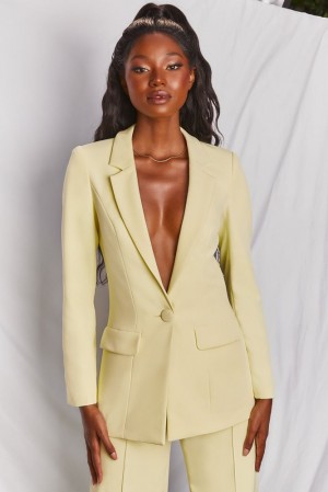 Oh Polly Power House Oversized Blazer Co-Ords Yellow | QGER-93650