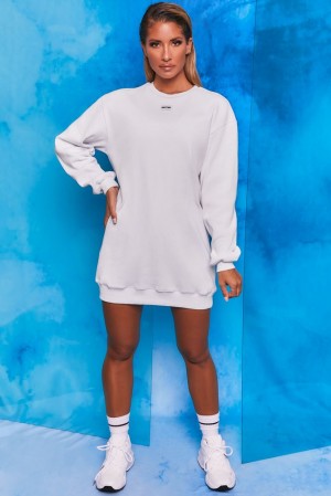 Oh Polly Recover Ribbed Longline Sweatshirt Sweatshirts White | BTWC-92503