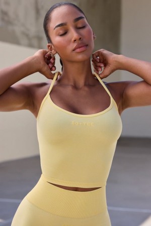 Oh Polly Rhythm Super Sculpt Seamless Scoop Neck Top Bo+Tee Tops Soft Yellow | QLDT-04953