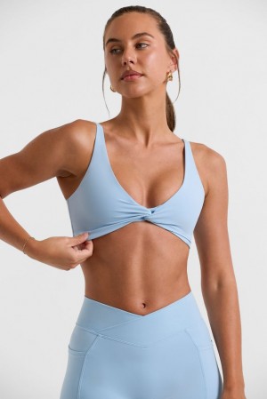 Oh Polly Set Twist Bust Sports Bra Sports Bras Ice Blue | FDHQ-05478