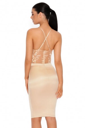 Oh Polly Sheer To Please Knee Length Dress Other Dress Ivory | HUNW-25067