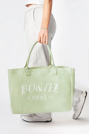 Oh Polly Sport Large Canvas Tote Bag Accessories Lime Green | SOZV-13650