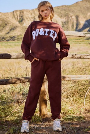 Oh Polly Ultimate Mid-Rise Joggers Tracksuits Mahogany | OFGH-56728