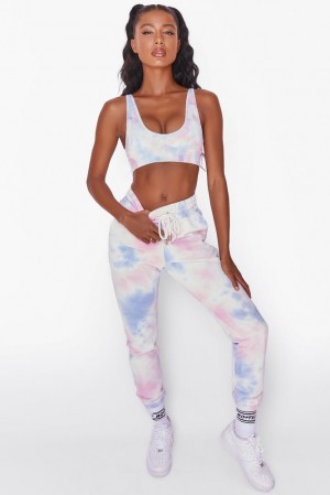 Oh Polly Unwind Full Length Cuffed Joggers Pants Tie Dye | PZXM-47810