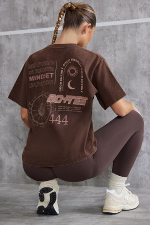 Oh Polly Unwind Oversized T-Shirt T-Shirts Brown | PYZL-01864