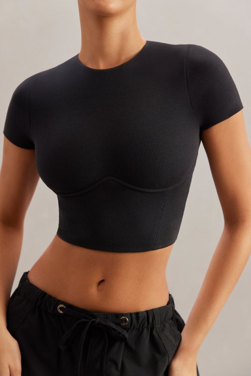 Oh Polly Aara Monowire Crop Top Womens Tops Black | QBOP-80413