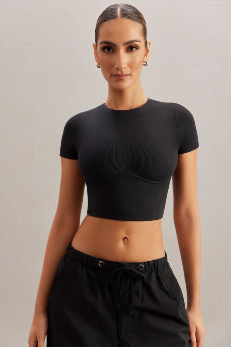 Oh Polly Aara Monowire Crop Top Womens Tops Black | QBOP-80413