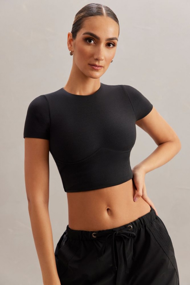 Oh Polly Aara Monowire Crop Top Womens Tops Black | QBOP-80413