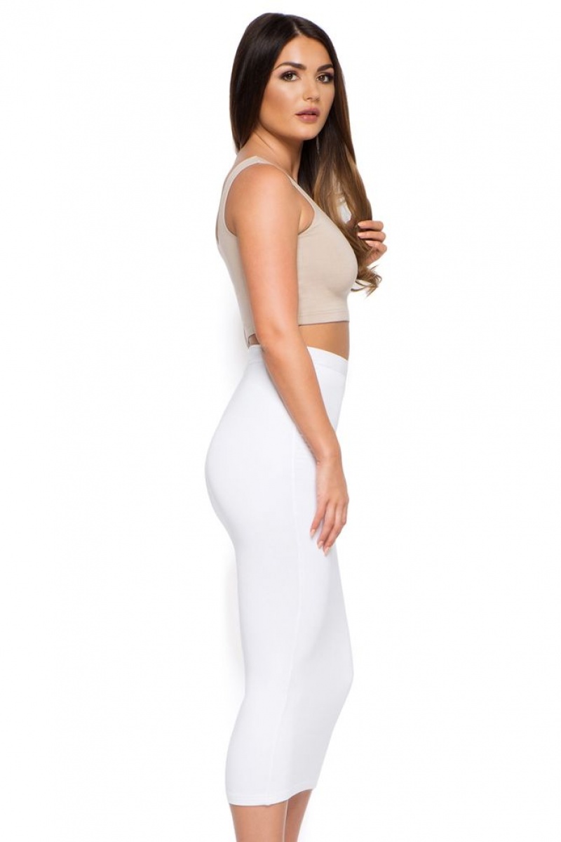 Oh Polly Behind The Curve High Waisted Midi Skirt Skirts White | GQXK-50781