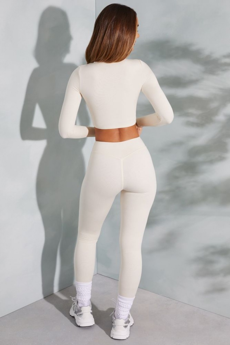 Oh Polly Camden Petite High Waist Leggings Leggings Ivory | ATKC-32540