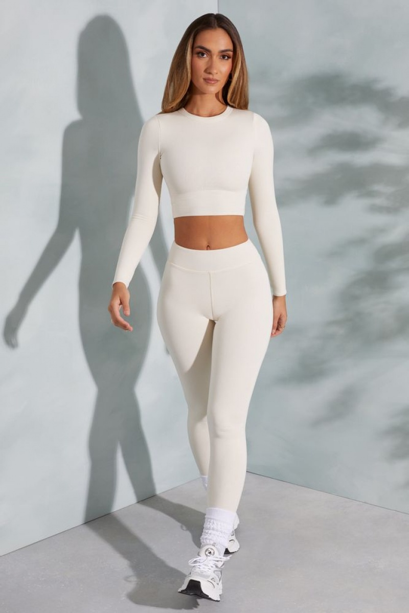 Oh Polly Camden Petite High Waist Leggings Leggings Ivory | ATKC-32540