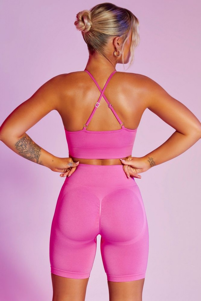 Oh Polly Change The Game Seamless High Waist Biker Shorts Leggings Pink | ACDF-60348