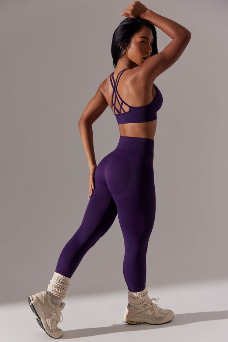 Oh Polly Dedicated High Waist Super Sculpt Leggings Gym Leggings Purple | WPCF-98023