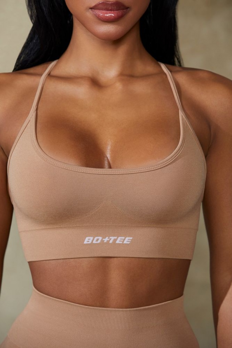 Oh Polly Definition Low Back Define Luxe Sports Bra Sports Bras Warm Taupe | ZEOW-69128