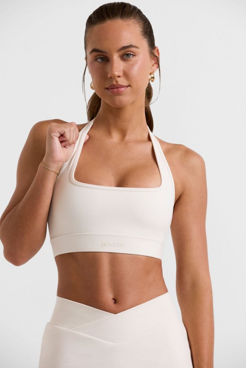 Oh Polly Deuce Halterneck Crop Top Bo+Tee Tops White | ZDGY-93075