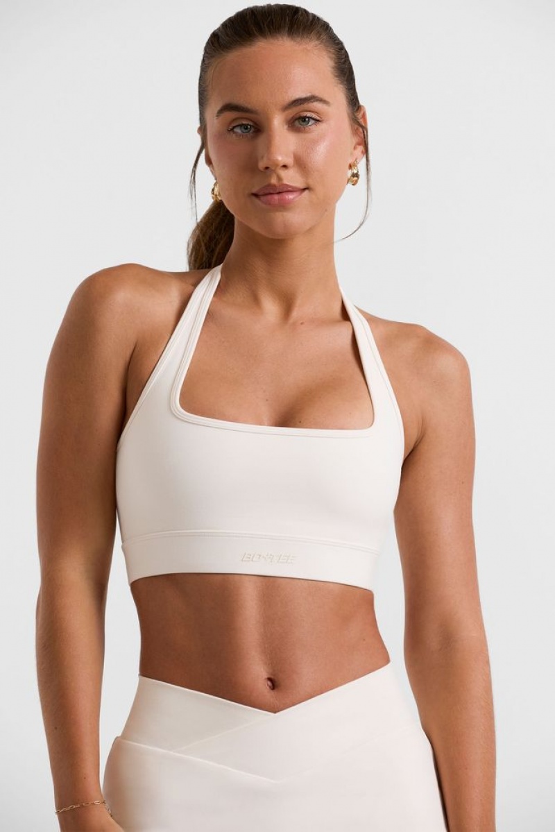 Oh Polly Deuce Halterneck Crop Top Bo+Tee Tops White | ZDGY-93075