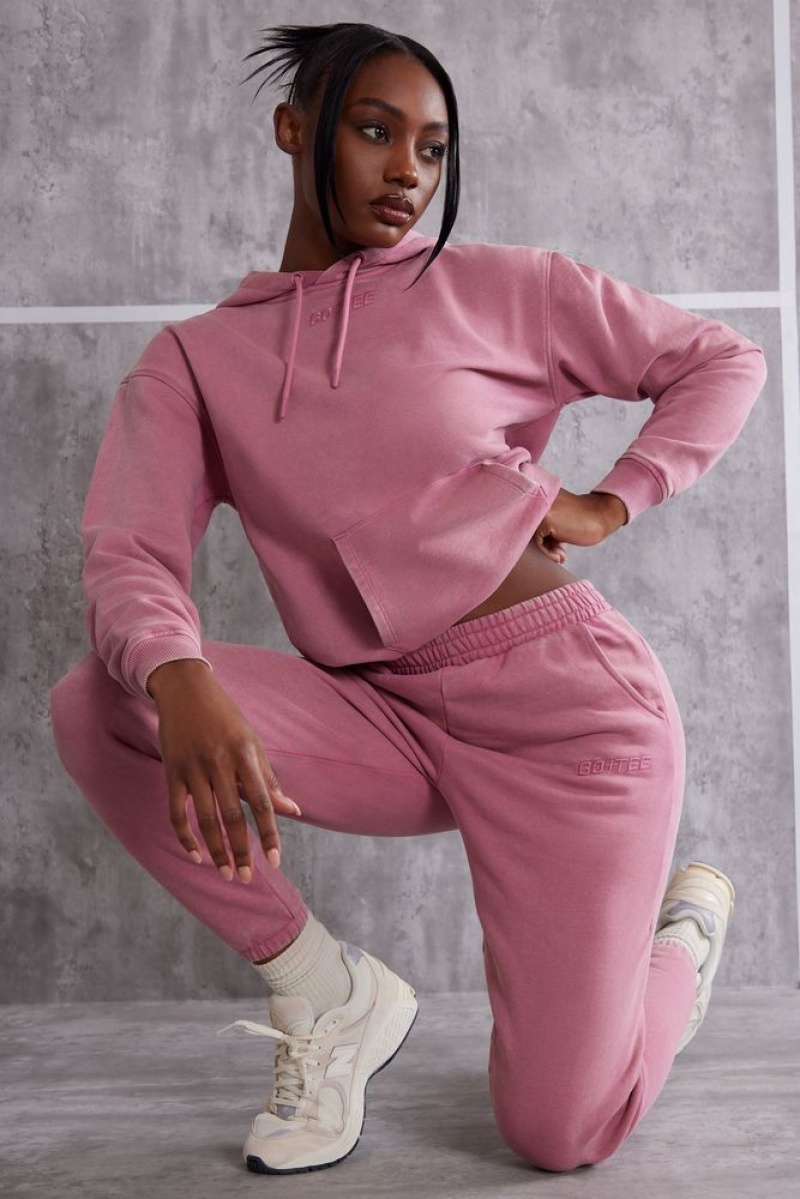 Oh Polly Effortless High Waist Cuffed Joggers Tracksuits Rose | DAMS-04365