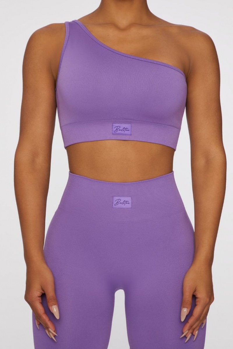 Oh Polly Empowered Asymmetric Crop Top Bo+Tee Tops Purple | JVWO-17830