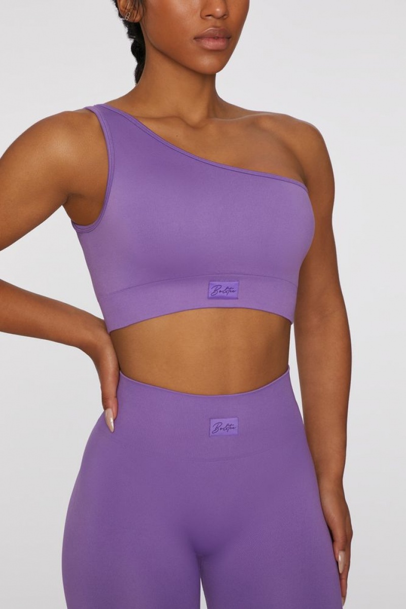 Oh Polly Empowered Asymmetric Crop Top Bo+Tee Tops Purple | JVWO-17830