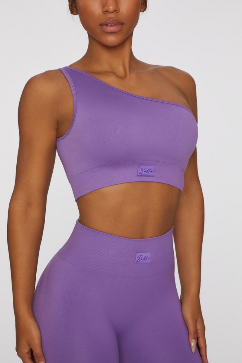 Oh Polly Empowered Asymmetric Crop Top Bo+Tee Tops Purple | JVWO-17830