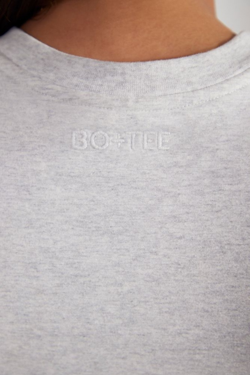 Oh Polly Essence Cap Sleeve Baby Tee Bo+Tee Tops Heather Grey | DOBG-96154