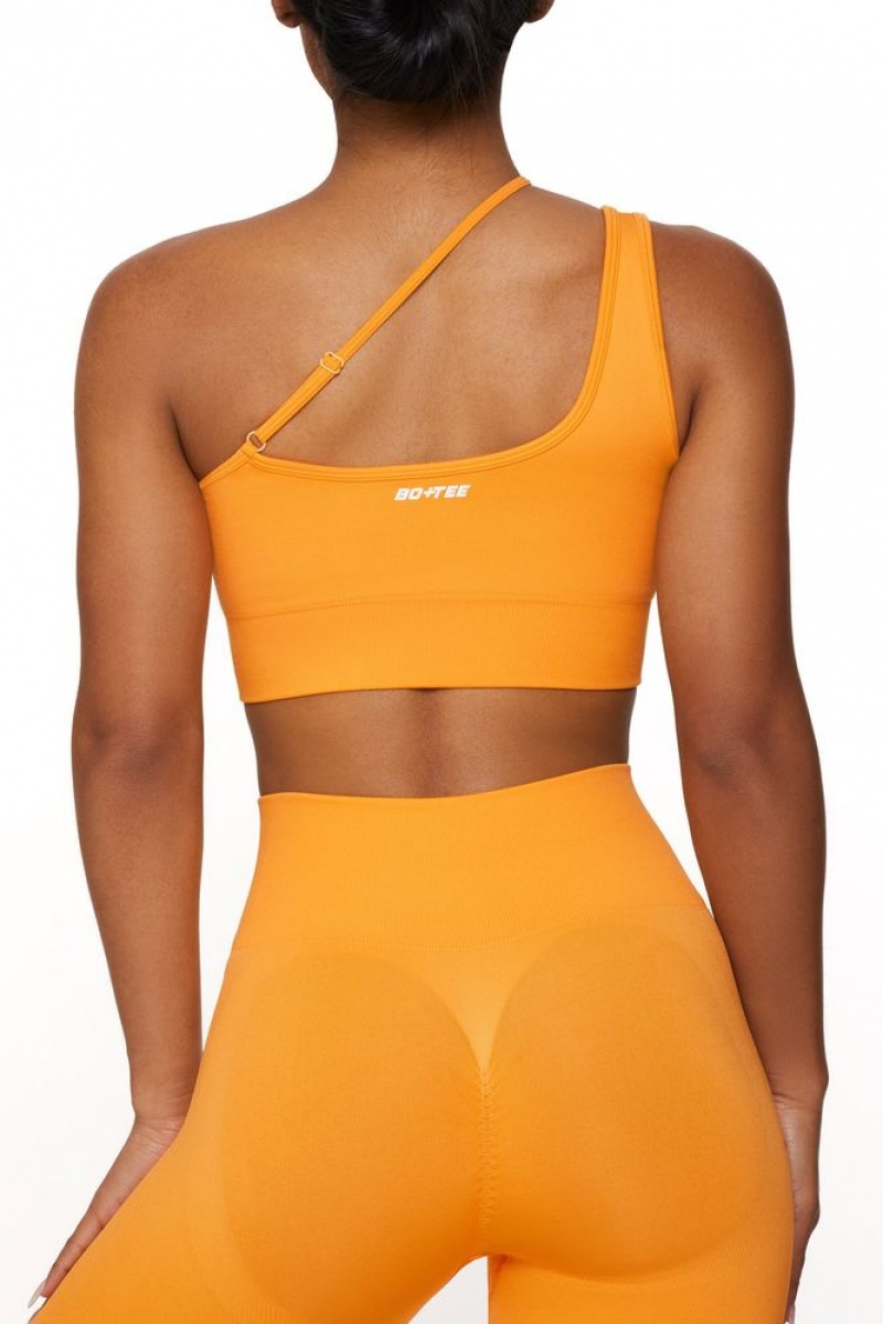 Oh Polly Evolve Asymmetric Seamless Crop Top Bo+Tee Tops Orange | XWPH-78346