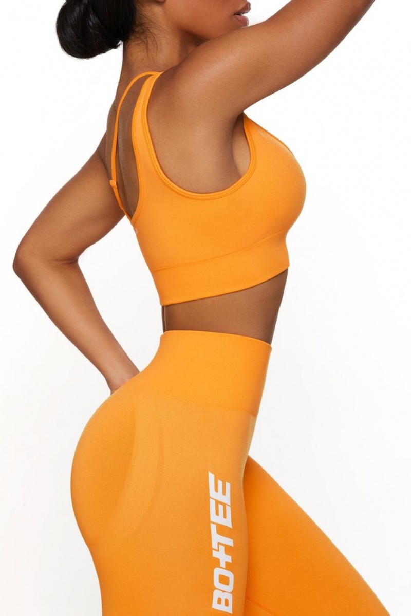 Oh Polly Evolve Asymmetric Seamless Crop Top Bo+Tee Tops Orange | XWPH-78346